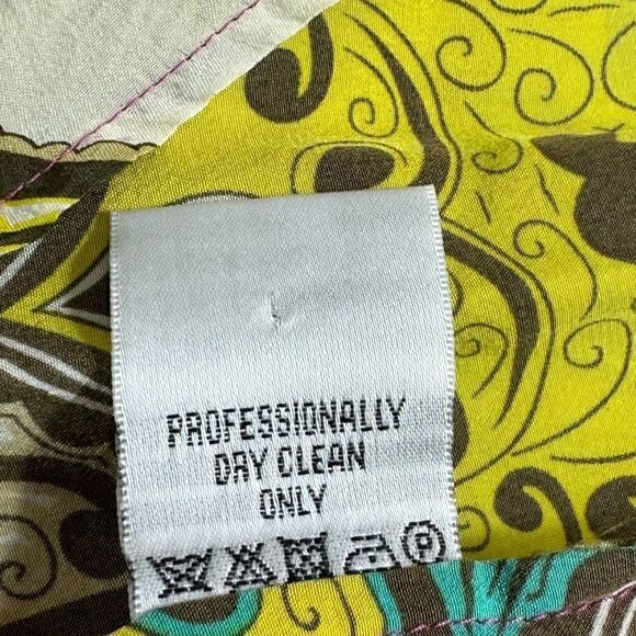 Yoana Baraschi Dress Womens Size 4 Silk Paisley satin Belted Button up Mini - Picture 13 of 14